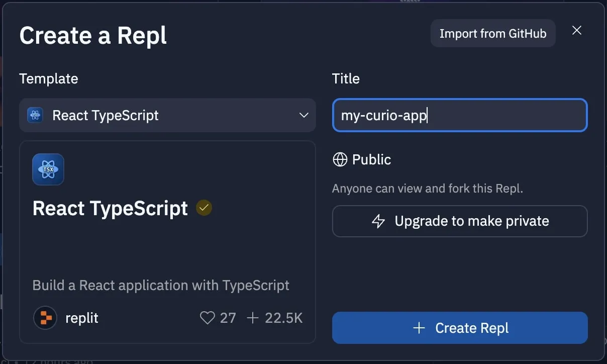 Creating a React TypeScript project in Replit